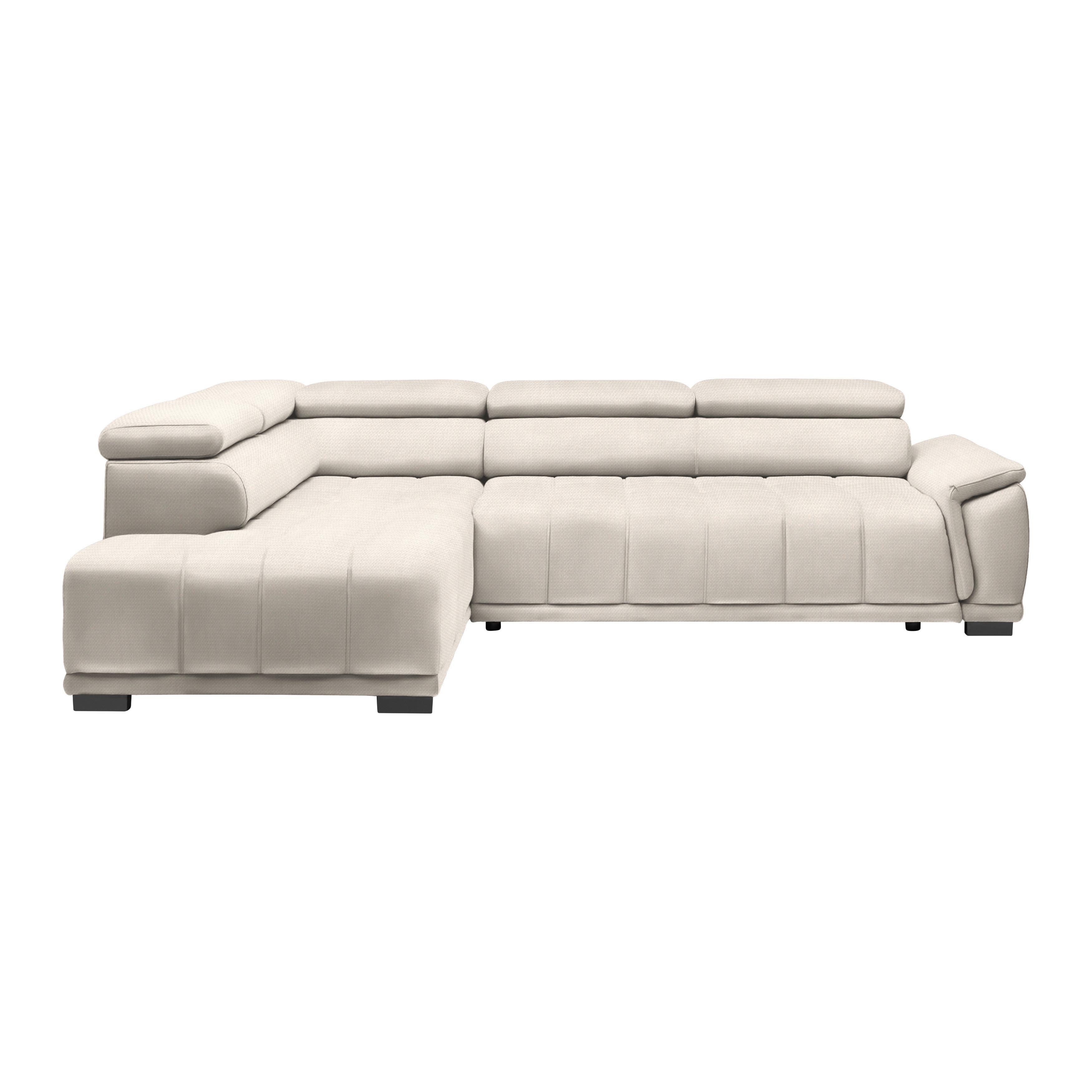 Ecksofa Gremoi Links Perlmutt - Perlmutt/Schwarz, MODERN, Kunststoff/Textil (206/283cm) - Premium Living