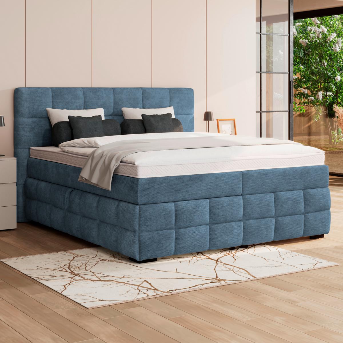 PAT BOX VEGA - albastru/verde, Trend, lemn/textil (160/200cm) - Modern Living