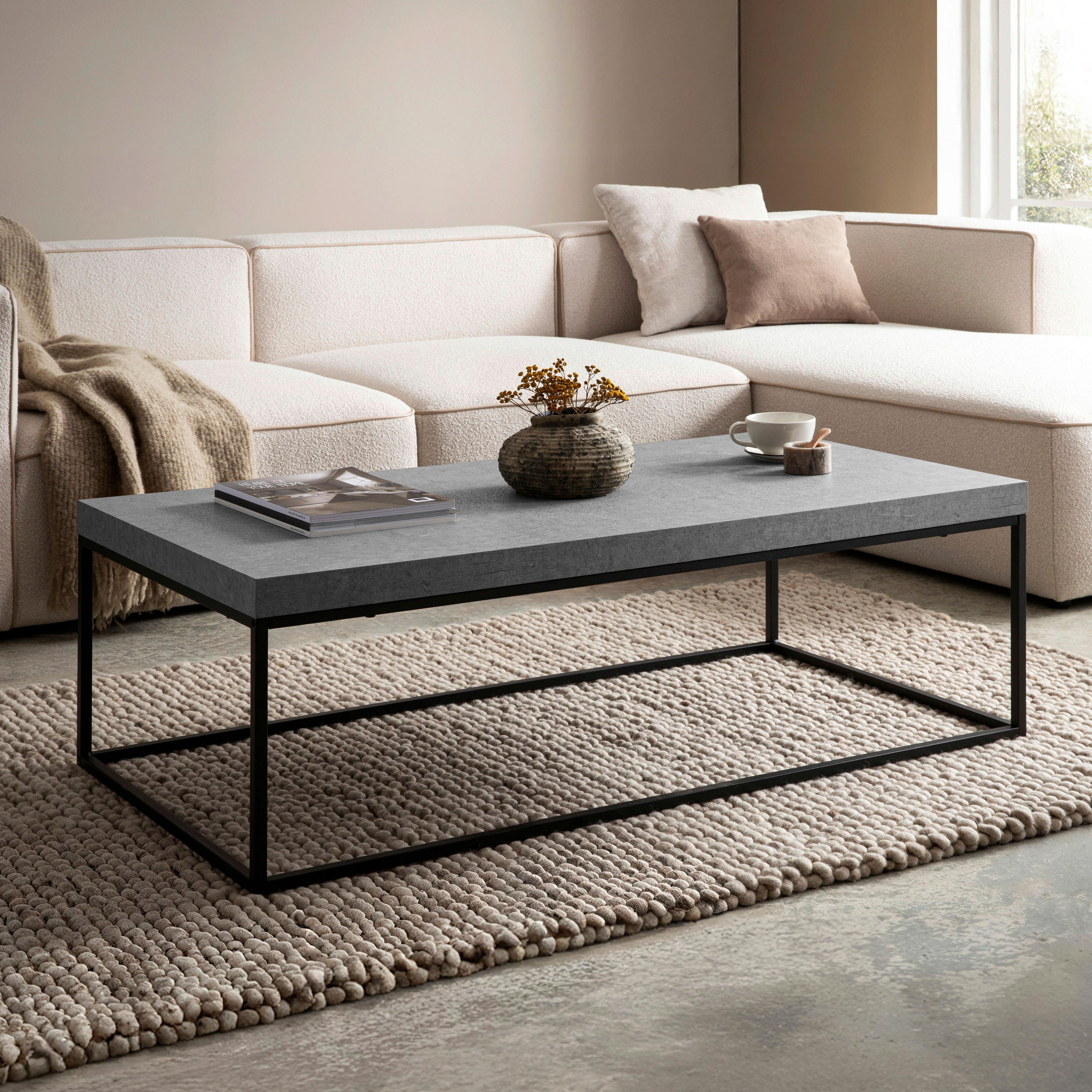 TABLE BASSE WL6.919 - gris/noir, Design, métal/matériau de bois (120/60/38cm) - Livetastic