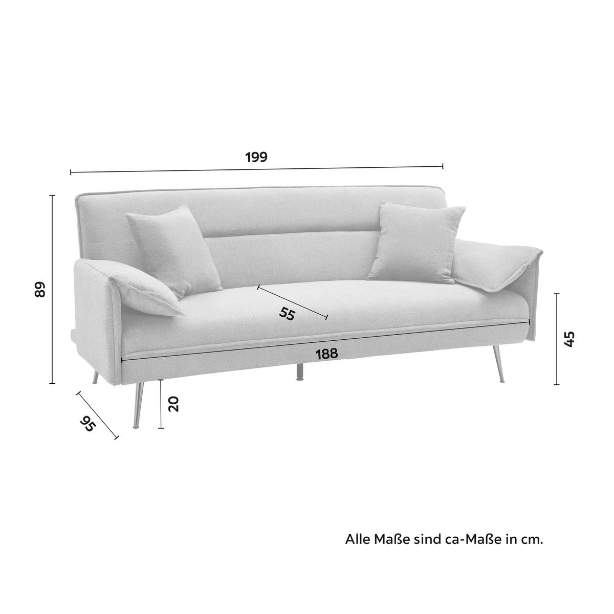 Schlafsofa Lana Grau Webstoff - Dunkelgrau/Grau, MODERN, Holz/Textil (199/89/95cm) - Bessagi Home