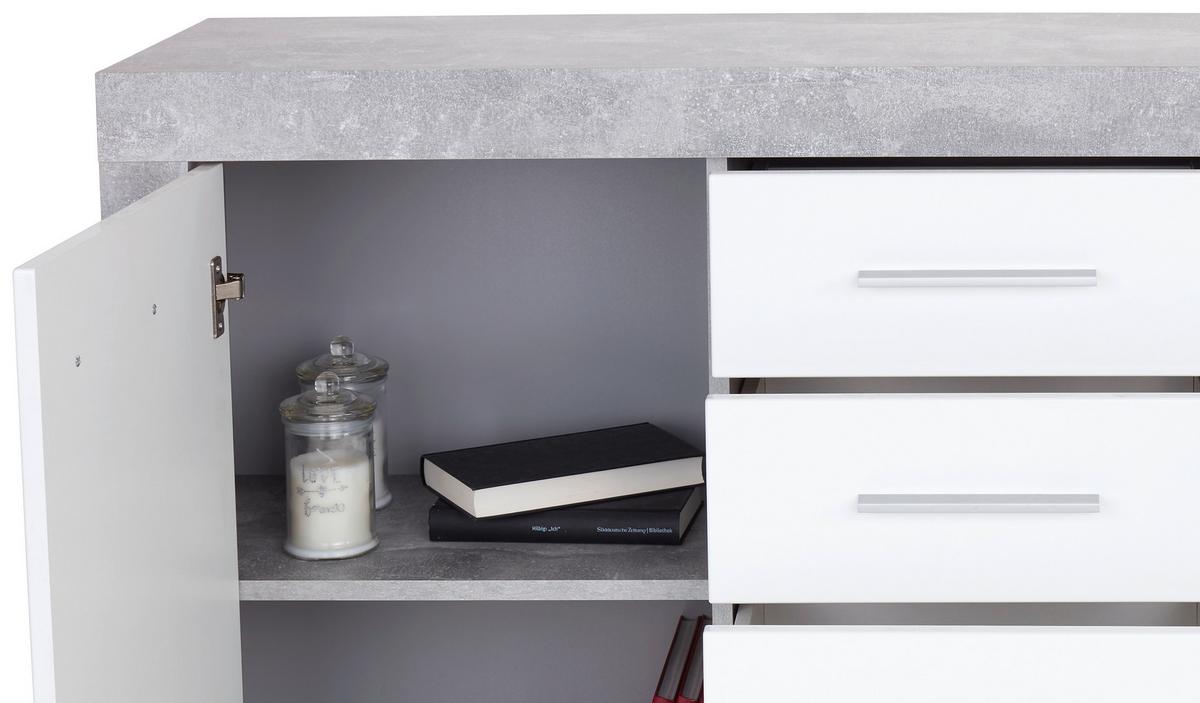 Servantă Malta - alb/gri, Modern, material pe bază de lemn (138/86/35cm) - Modern Living