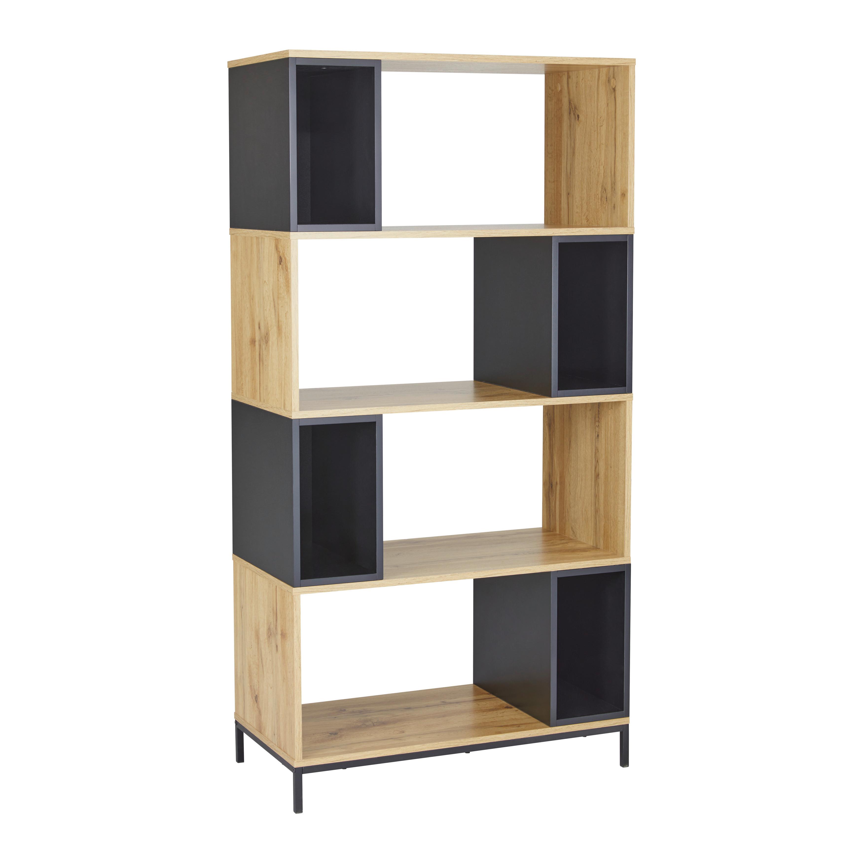 Stoječ Regal Megy, Barva Hrasta, Črna - črna/barve hrasta, Moderno, kovina (80/158/40cm) - Bessagi Home