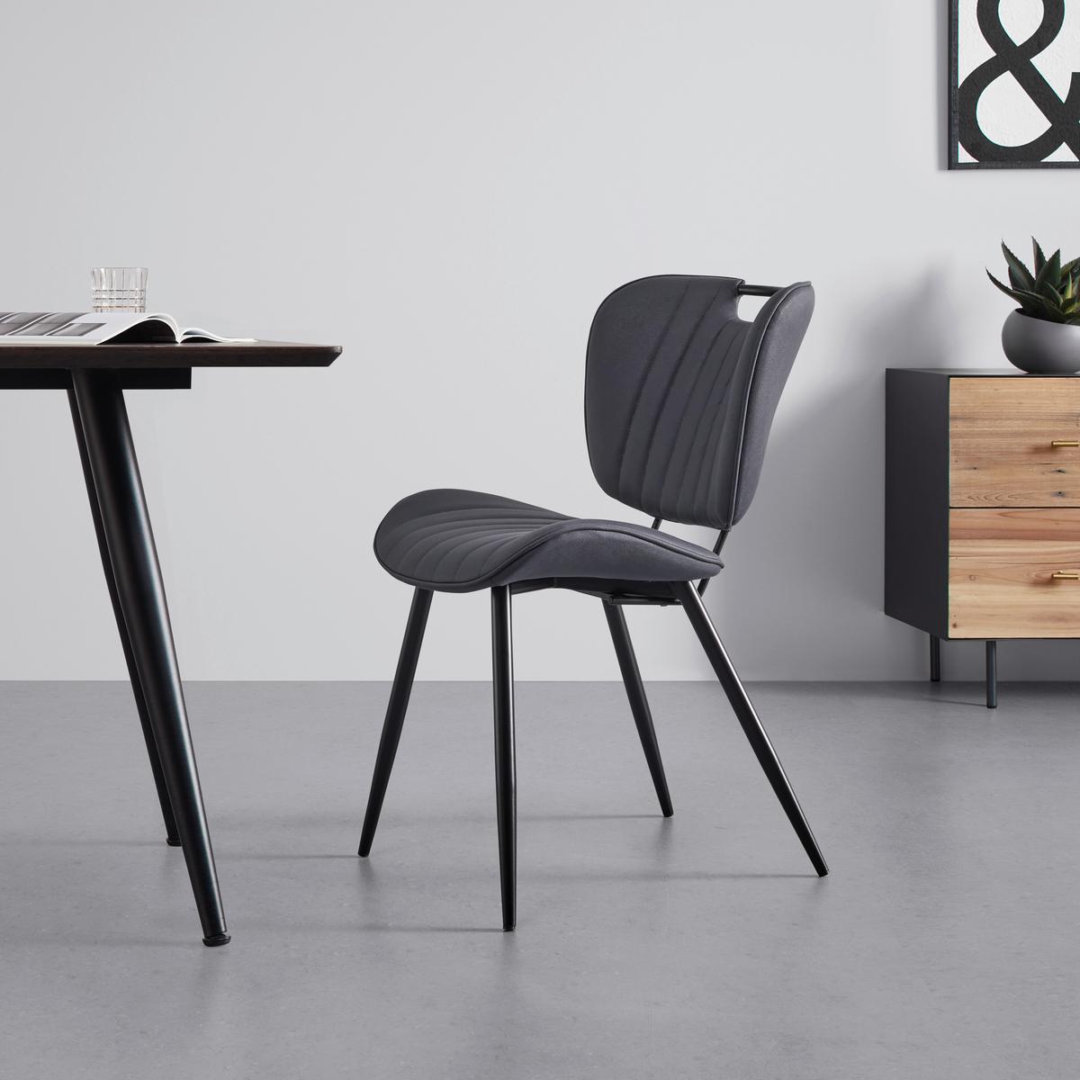 KRZESŁO HINA - czarny/szary, Modern, metal/drewno (46/84/57cm) - Bessagi Home