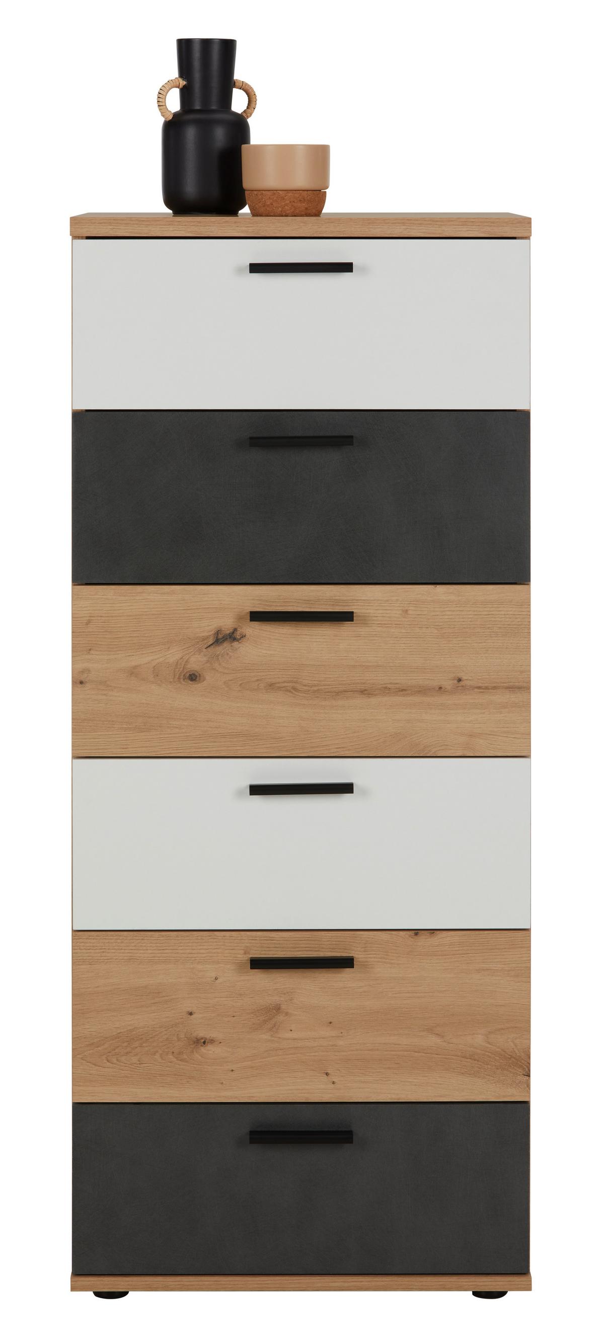 commode Eiche/Alpinweiß/Matera dunkel - Modern, Holzwerkstoff/Kunststoff (52/125/40cm) - Mömax