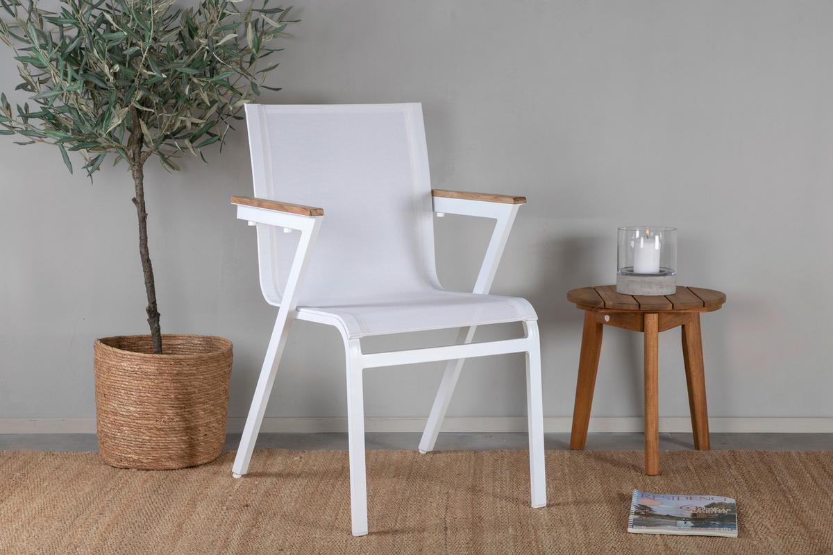 Stapelsessel-Set Mexico 2er Set ca. 57x87 cm Alu Weiß - Weiß, KONVENTIONELL, Holz/Metall (57/87/61cm) - Gardenson