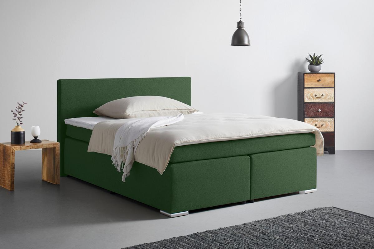 Boxspring Krevet Mira 2 - zelena, Moderno, metal/tekstil (180/200cm) - Based