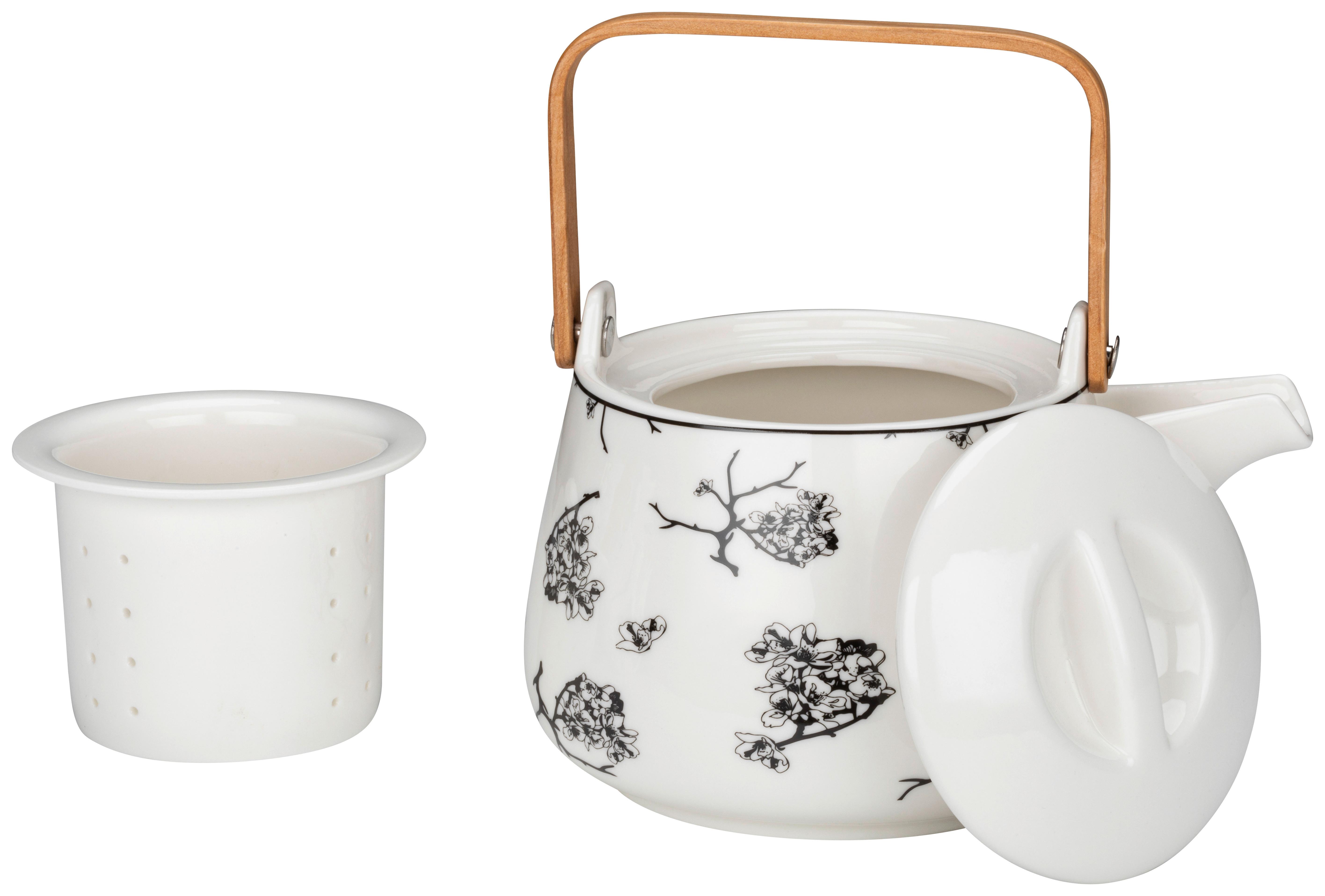 Teekanne Shiva in Schwarz/Weiß - Weiss/Schwarz, Lifestyle, Keramik (18/13,5/11cm) - Premium Living