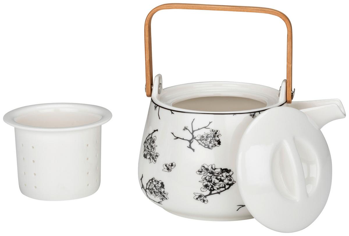 Teekanne Shiva in Schwarz/Weiß - Schwarz/Weiß, LIFESTYLE, Keramik (18/13,5/11cm) - Premium Living