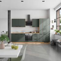 Küchenblock Easytouch High m. Geräten Dunkelgrün - Dunkelgrün/Eichefarben, MODERN, Holzwerkstoff/Metall (330cm) - Nobilia