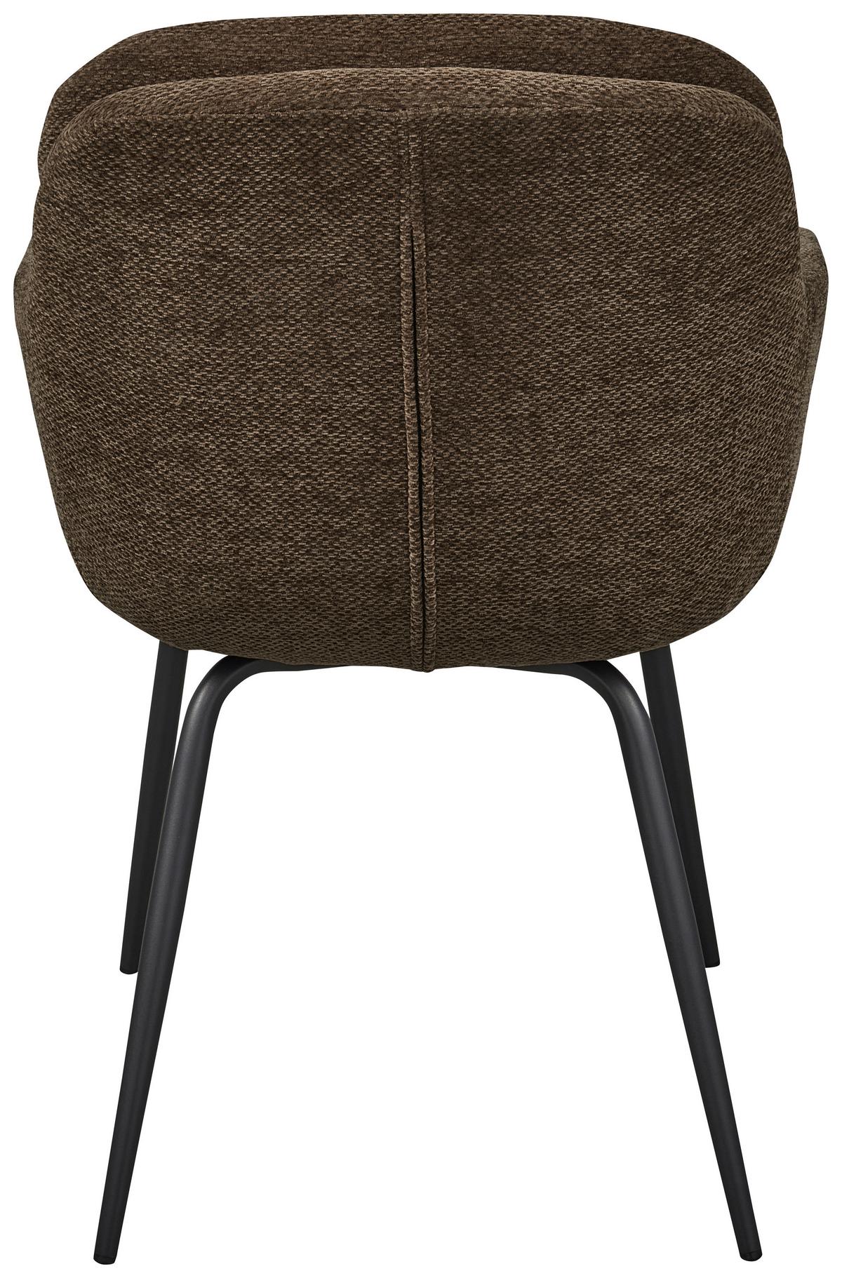 ARMLEHNSTUHL-SET Runa Braun B: 57cm - Schwarz/Braun, MODERN, Textil/Metall (57/82/59cm) - Livetastic