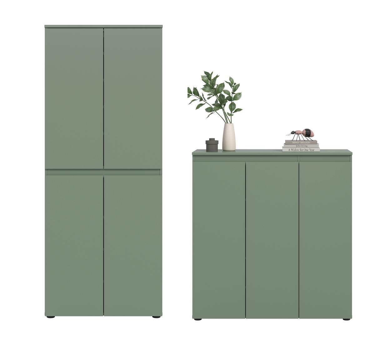 Garderobenschrank Scarpa Graugrün - Schwarz/Graugrün, Design, Holzwerkstoff/Kunststoff (190/175/37cm) - Livetastic