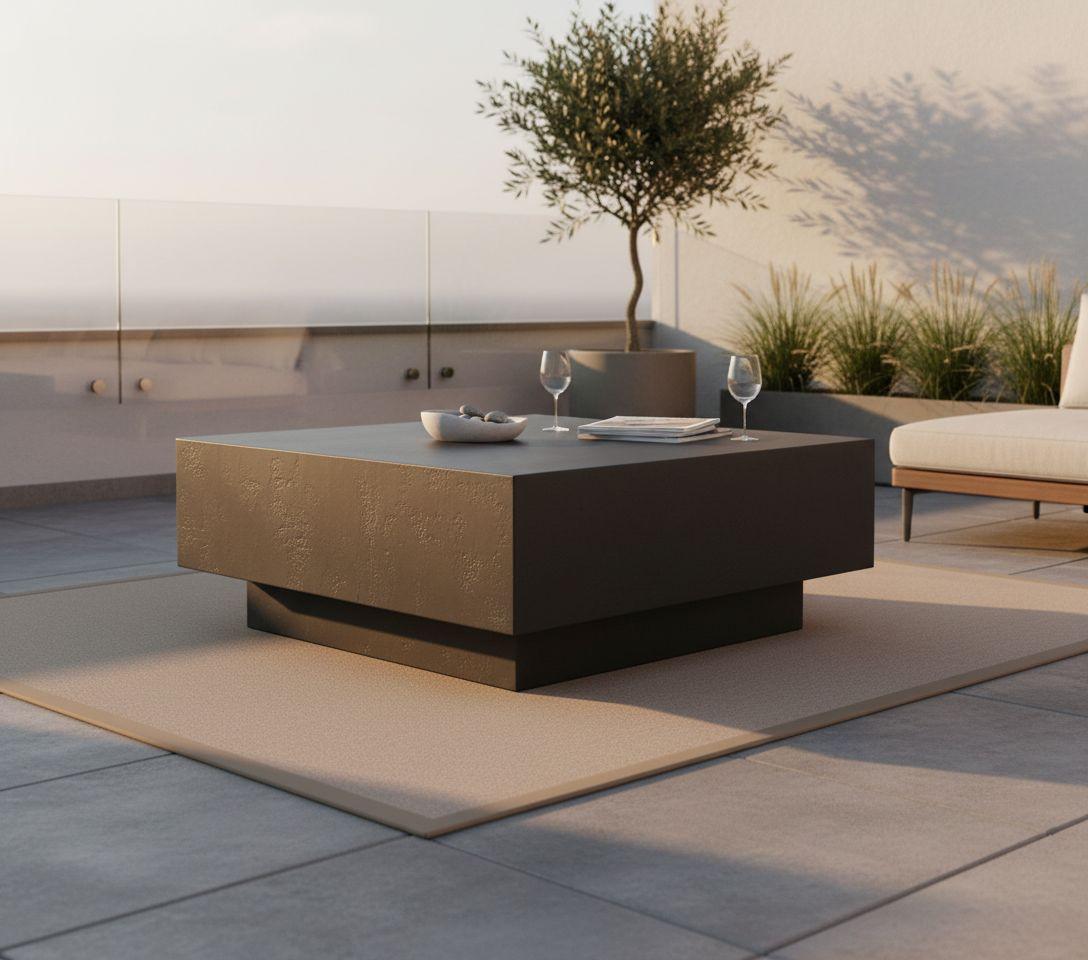 Loungetisch Tevere Schwarz - Schwarz, KONVENTIONELL, Stein (86/66/35.6cm) - Gardenson