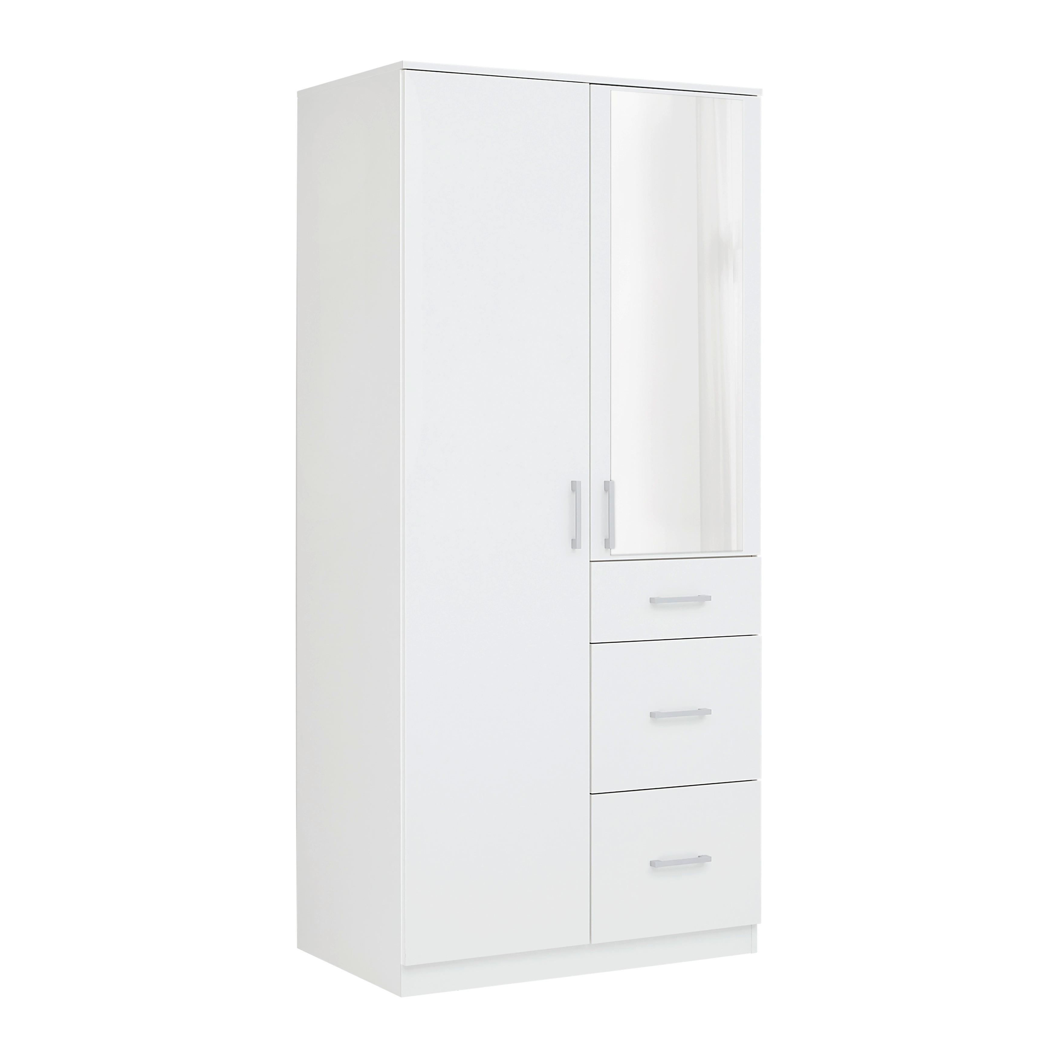 Drehtürenschrank Lasse Weiß - Weiß/Grau, KONVENTIONELL, Holzwerkstoff/Kunststoff (90/196,5/55cm) - Mömax