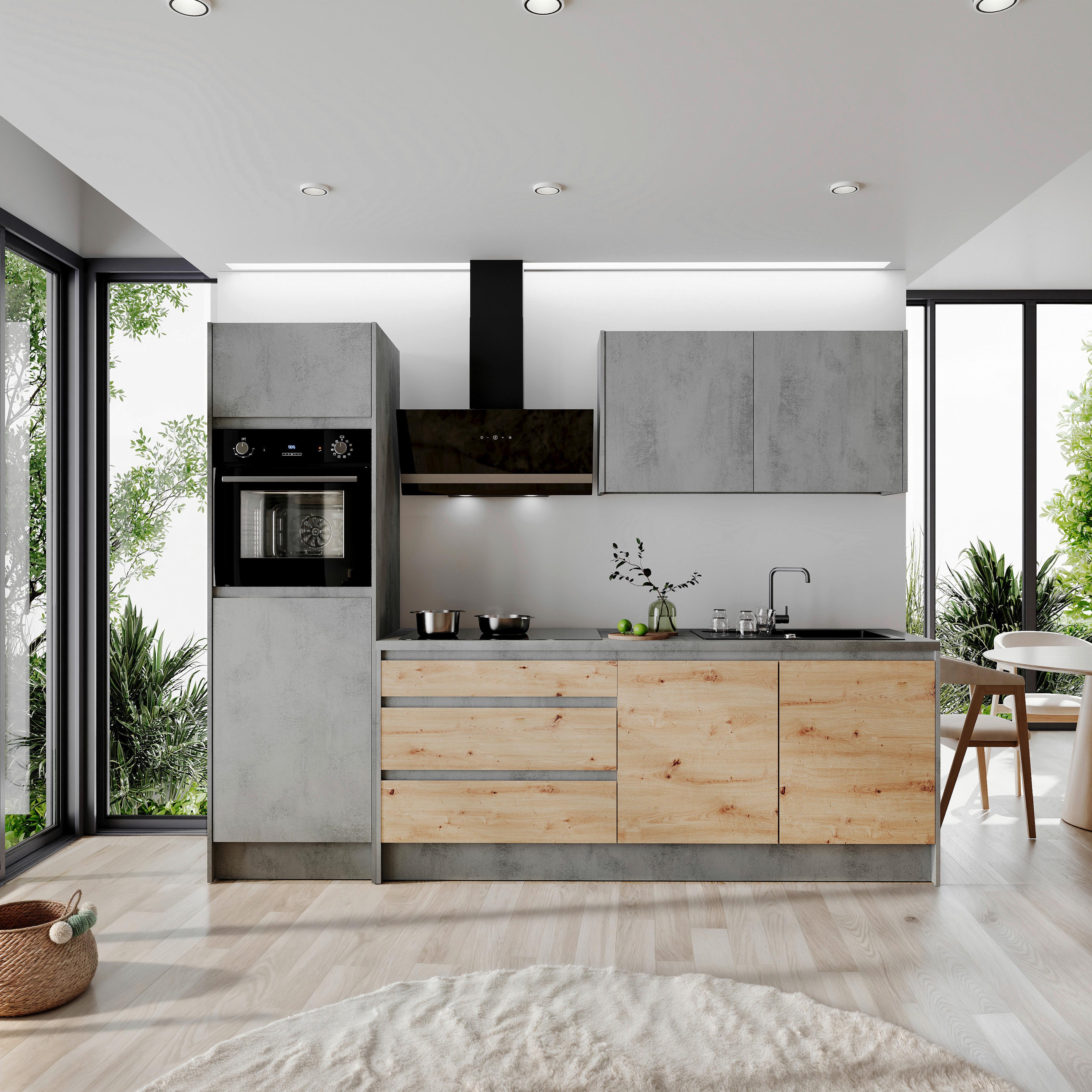 Konyhablokk Gépek Nélkül Troja Zb 273 Chrom-F - Artisan tölgy/antracit, Design, faalapú anyag (273cm)