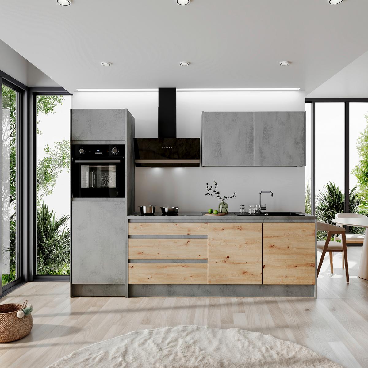 Konyhablokk Gépek Nélkül Troja Zb 273 Chrom-F - Artisan tölgy/antracit, Design, faalapú anyag (273cm)