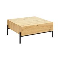 Couchtisch Holz "Jasmina", Massiv, Eiche, ca. 85x80 cm, - Eichefarben/Schwarz, Modern, Holz/Metall (85/80/37cm) - Bessagi Home