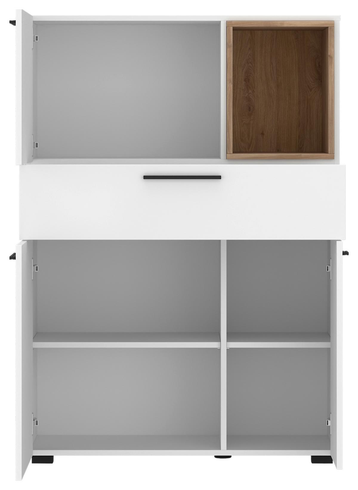 Komoda Marlow - bijela/boje hrasta, Moderno, drvni materijal/plastika (90/127,9/41,6cm) - Modern Living