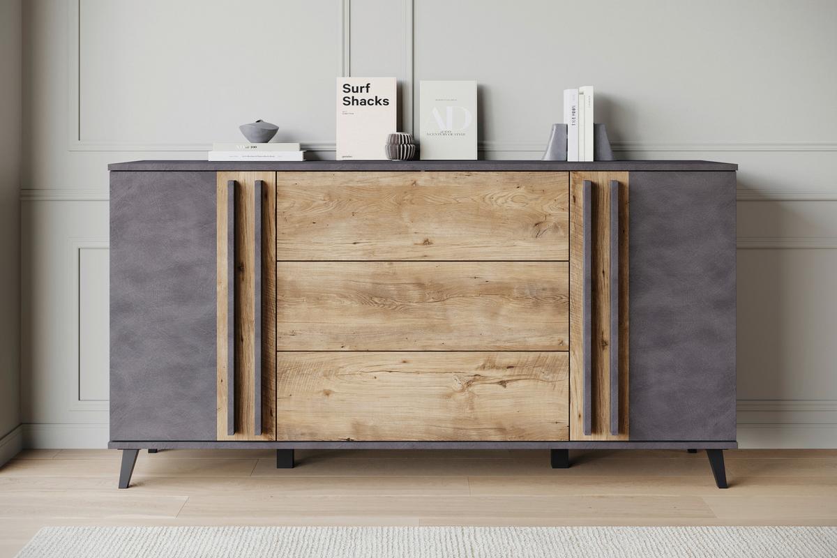 Sideboard Helsinki Anthrazit /Kastanienfarben B: 150cm - Kastanienfarben/Anthrazit, Trend, Holzwerkstoff/Kunststoff (150/77,8/39,5cm) - P & B