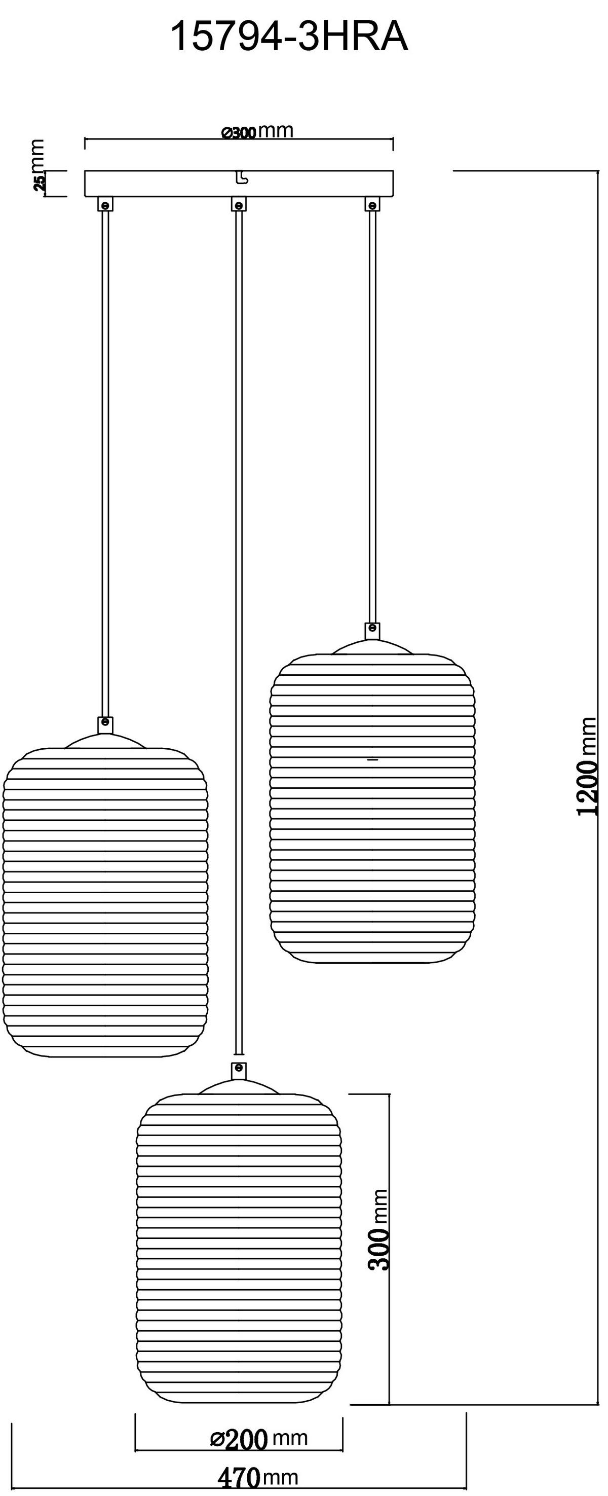 HÄNGELEUCHTE 15794-3HRA JEFREY - Bernsteinfarben/Schwarz, Basics, Glas/Kunststoff (47/120cm) - Globo