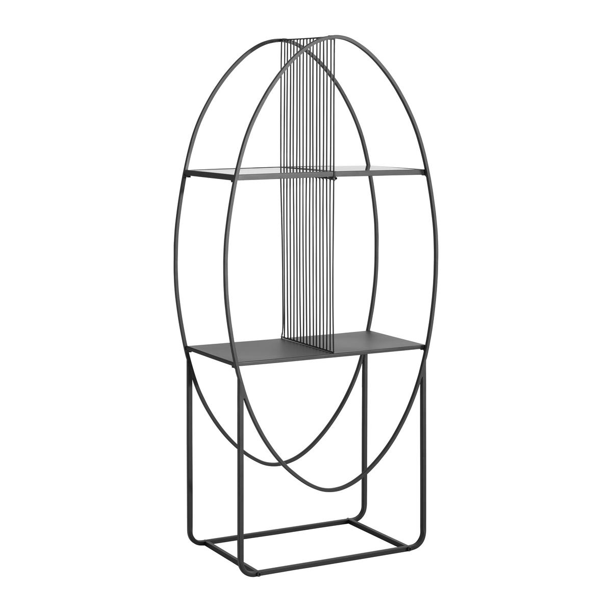 Polica Chase - crna, Moderno, staklo/metal (65/140/32cm) - Premium Living