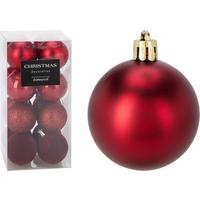 Karácsonyfagömbszett Xmas - piros, műanyag (5cm)
