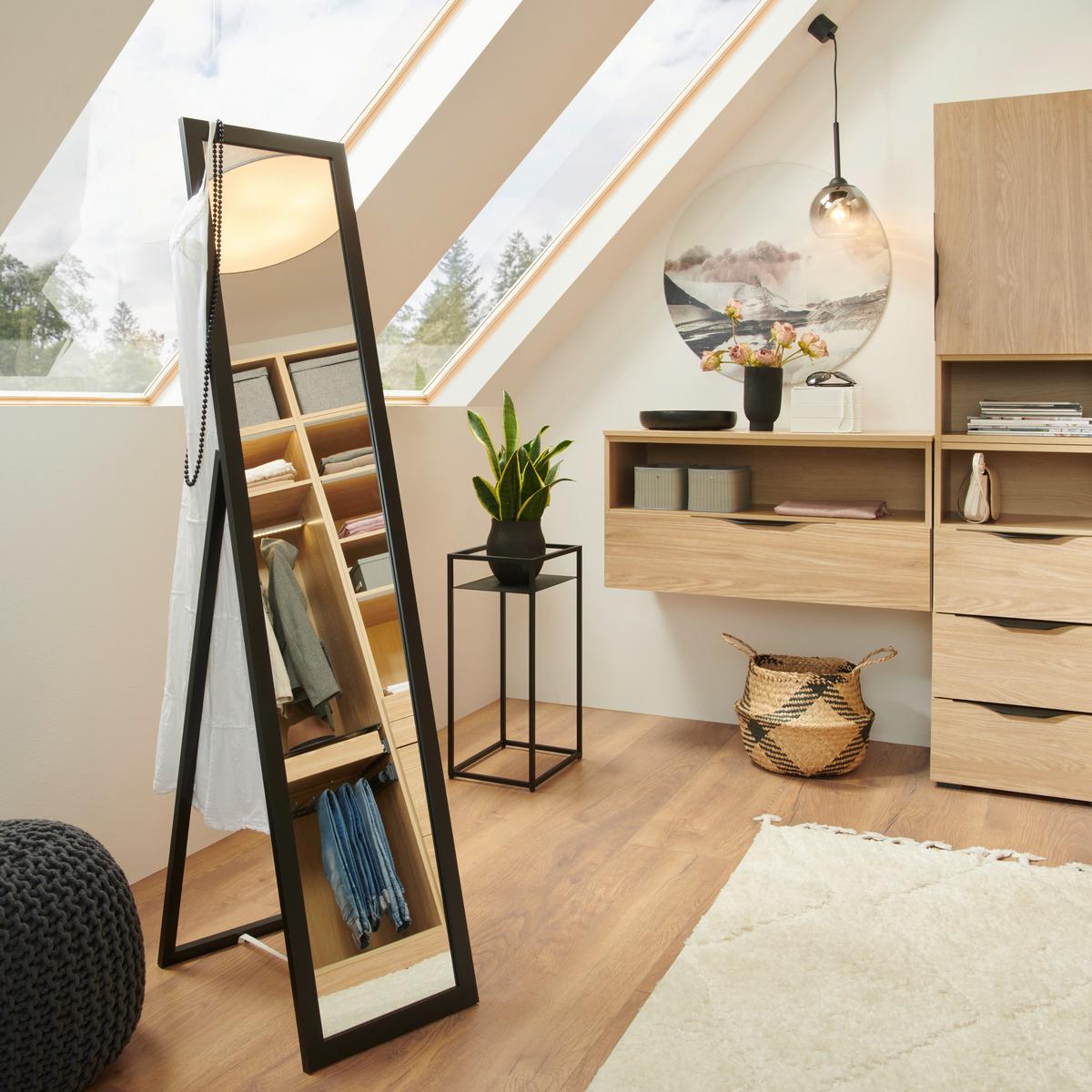 Podno Ogledalo Rio - crna, Moderno, staklo/drvni materijal (36/156/44cm) - Modern Living