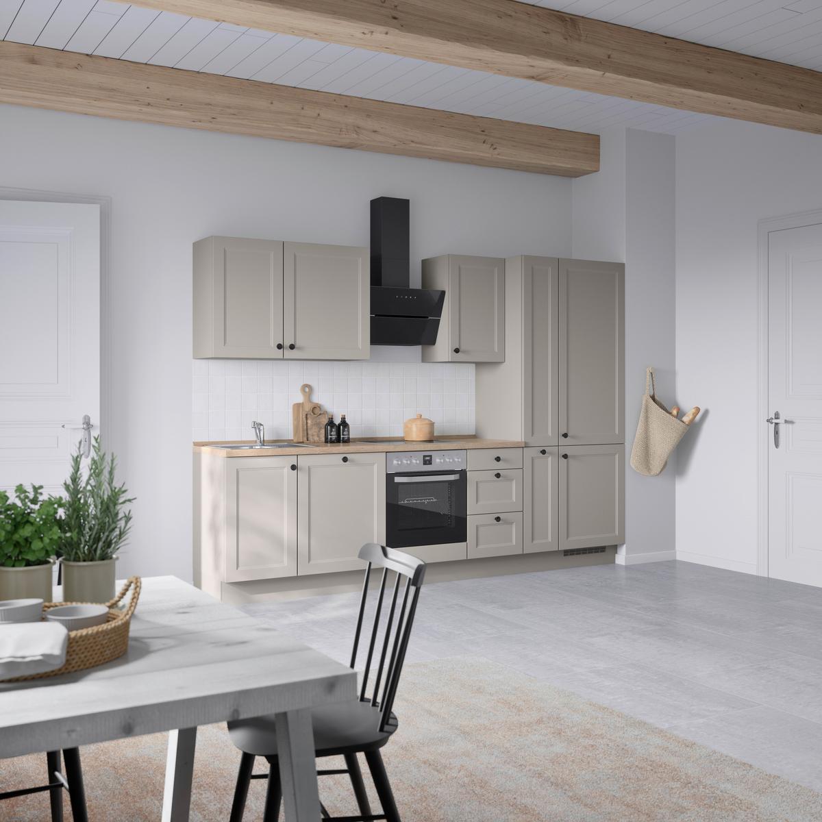 Küchenblock Cascada High m. Geräten Grau - Eiche dunkel/Schwarz, MODERN, Holzwerkstoff/Metall (300cm) - Nobilia