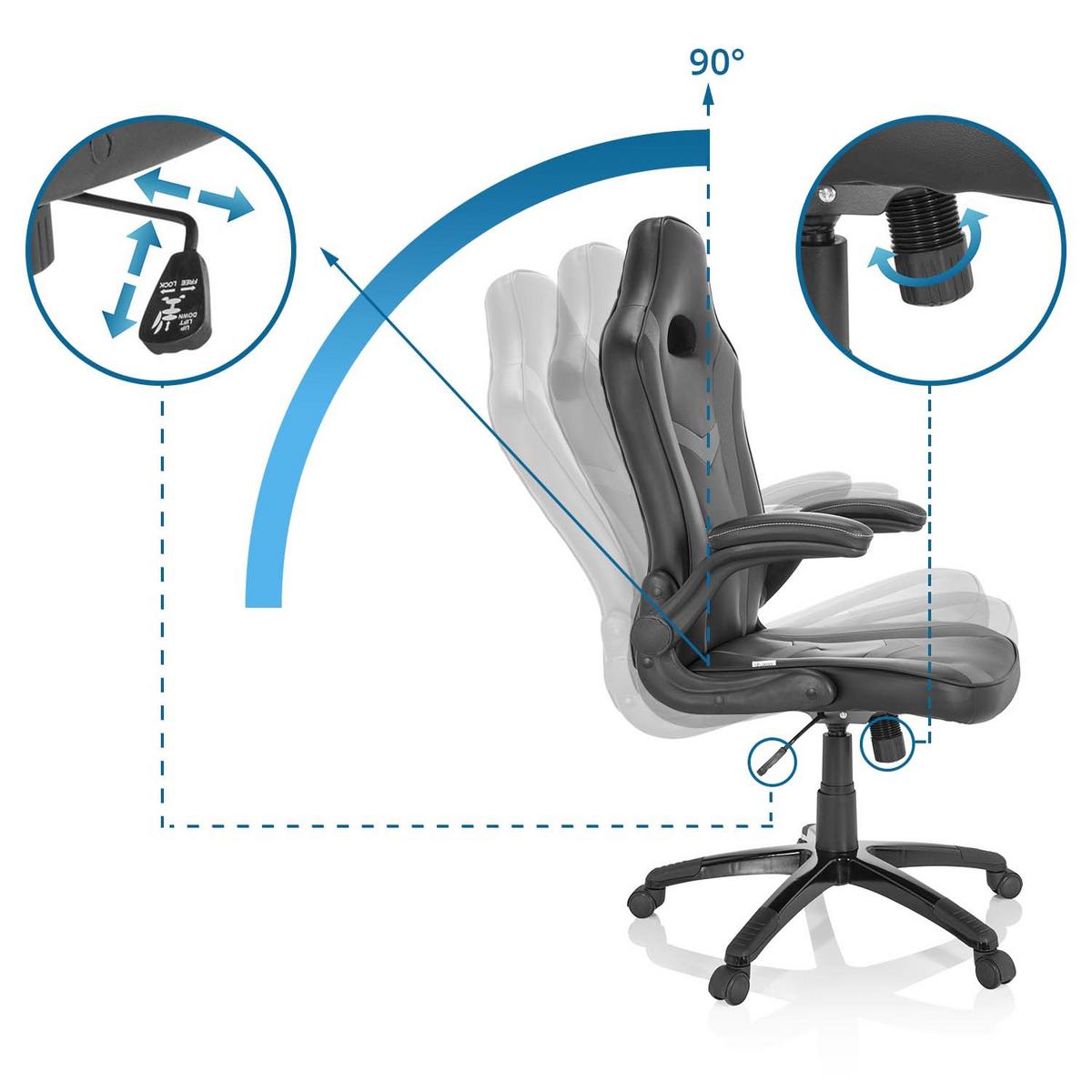 Gaming Stol Game Sport B, Črna - siva/črna, Moderno, umetna masa/tekstil (65/121/66cm) - MID.YOU