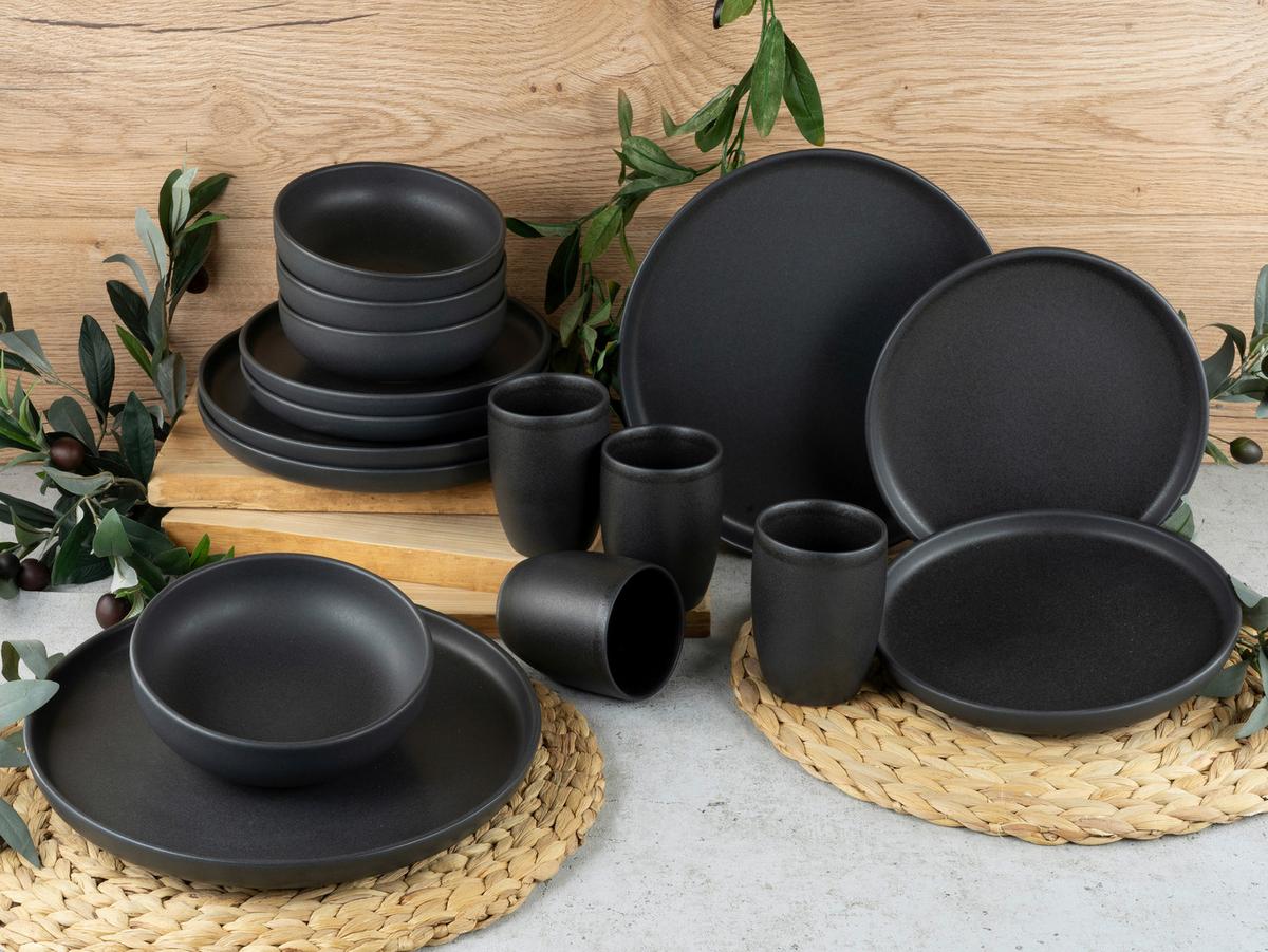 SERWIS OBIADOWO-ŚNIADANIOWY UNO BLACK - czarny, Konventionell, ceramika - Creatable