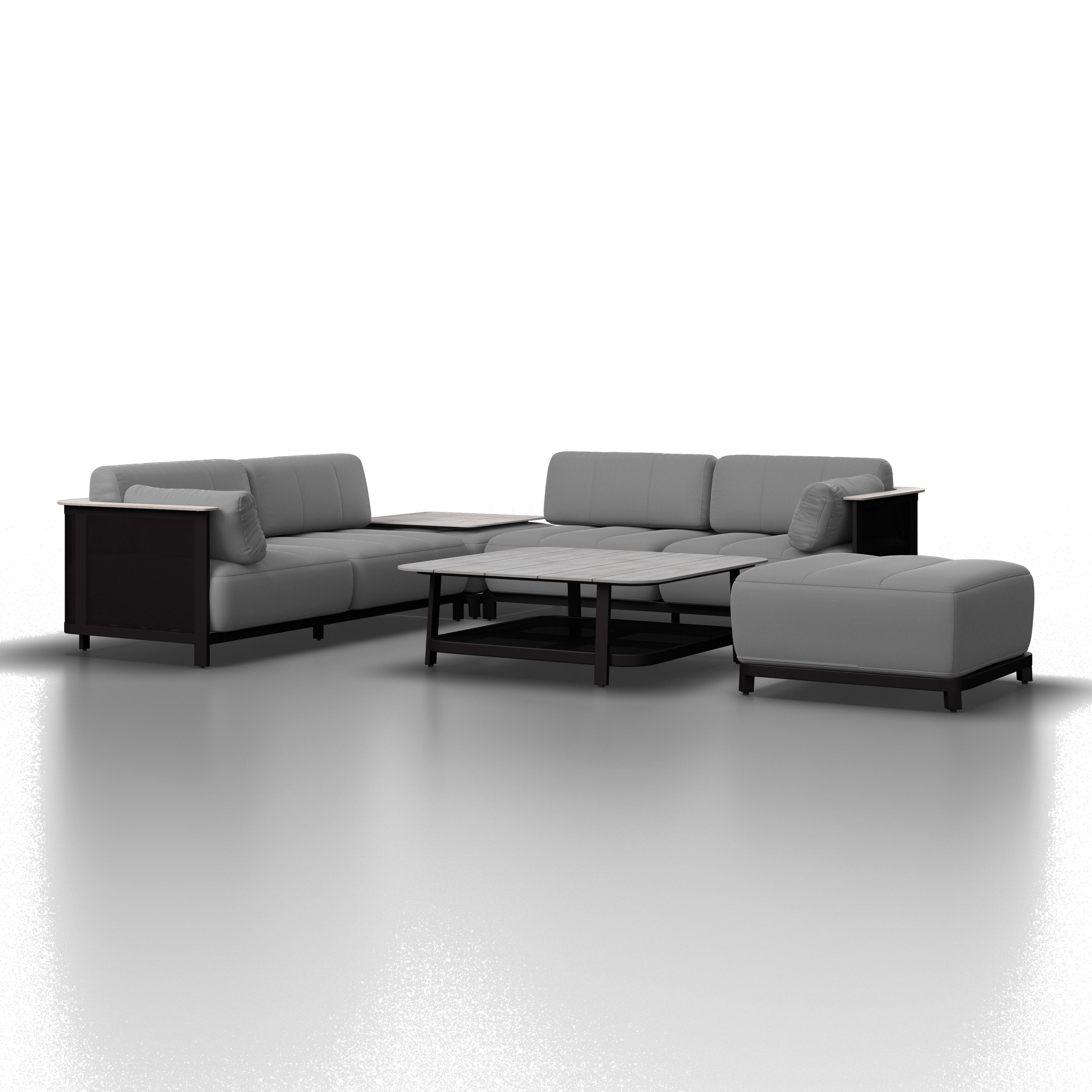 Lounge Garnitura Mara, Temno Siva - temno siva/črna, Moderno, kovina/umetna masa (186/61/76,5cm) - Bessagi Garden