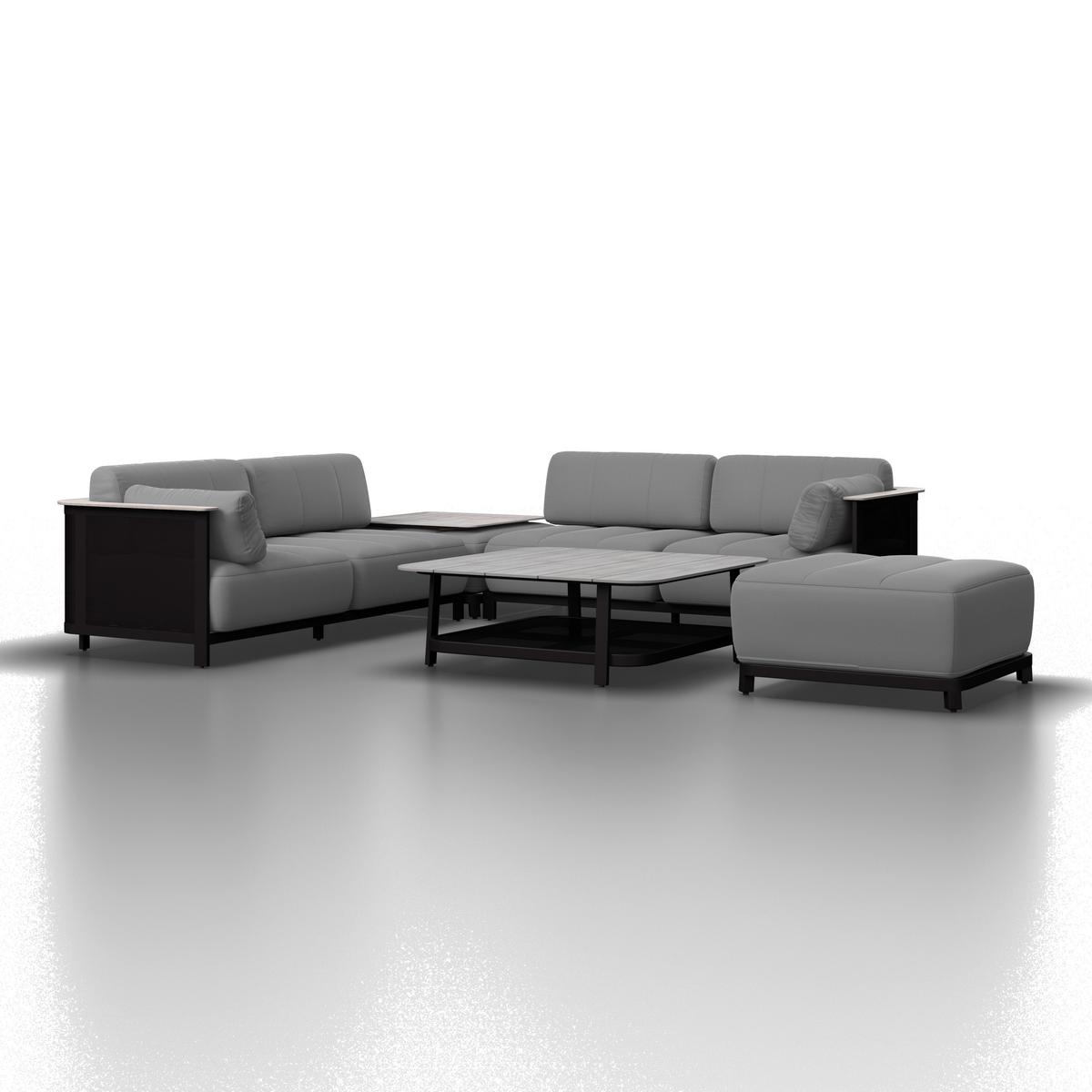 Kerti Garnitúra Mara - fekete/sötétszürke, Modern, műanyag/textil (186/61/76,5cm) - Bessagi Garden