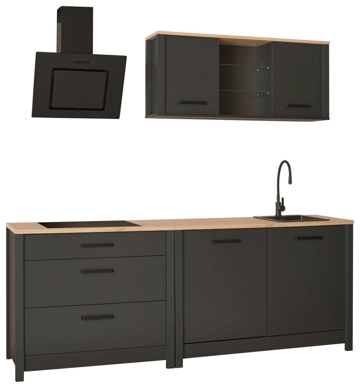 Küchenunterschrank Venet, Anthrazit/Artisan Eiche - Anthrazit/Schwarz, ROMANTIK / LANDHAUS, Holzwerkstoff/Metall (100/92/60cm) - Mömax