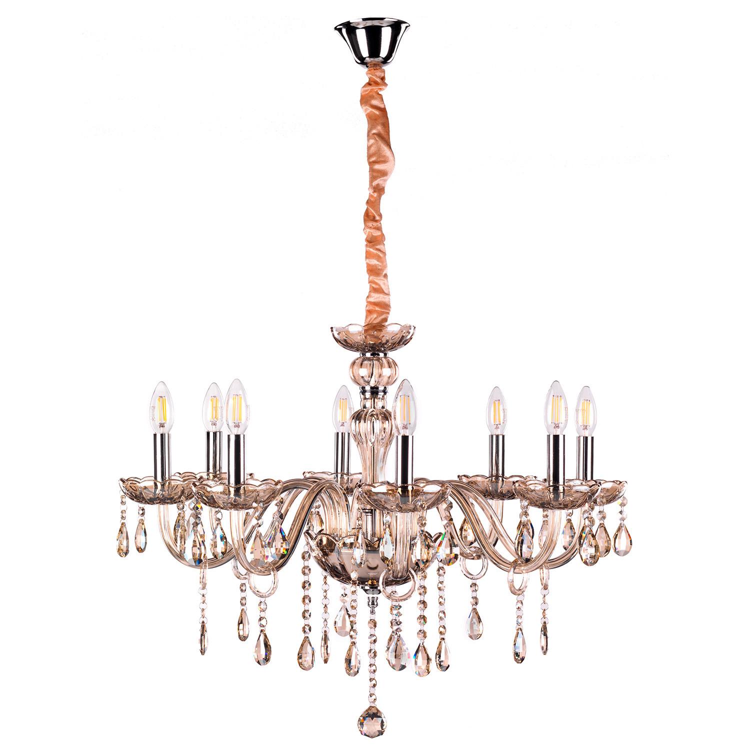 Kristall-Hängeleuchte Linda Bernsteinfarben max. 6 Watt - Bernsteinfarben, KONVENTIONELL, Glas/Metall (70/110cm)