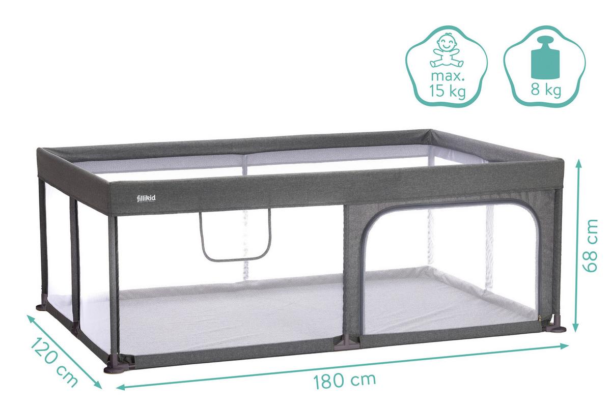 KOJEC NA KÓŁKACH 4050-17 RIO XL EXTRA GROSS - szary, Basics, tworzywo sztuczne/metal (180/120/68cm) - Fillikid