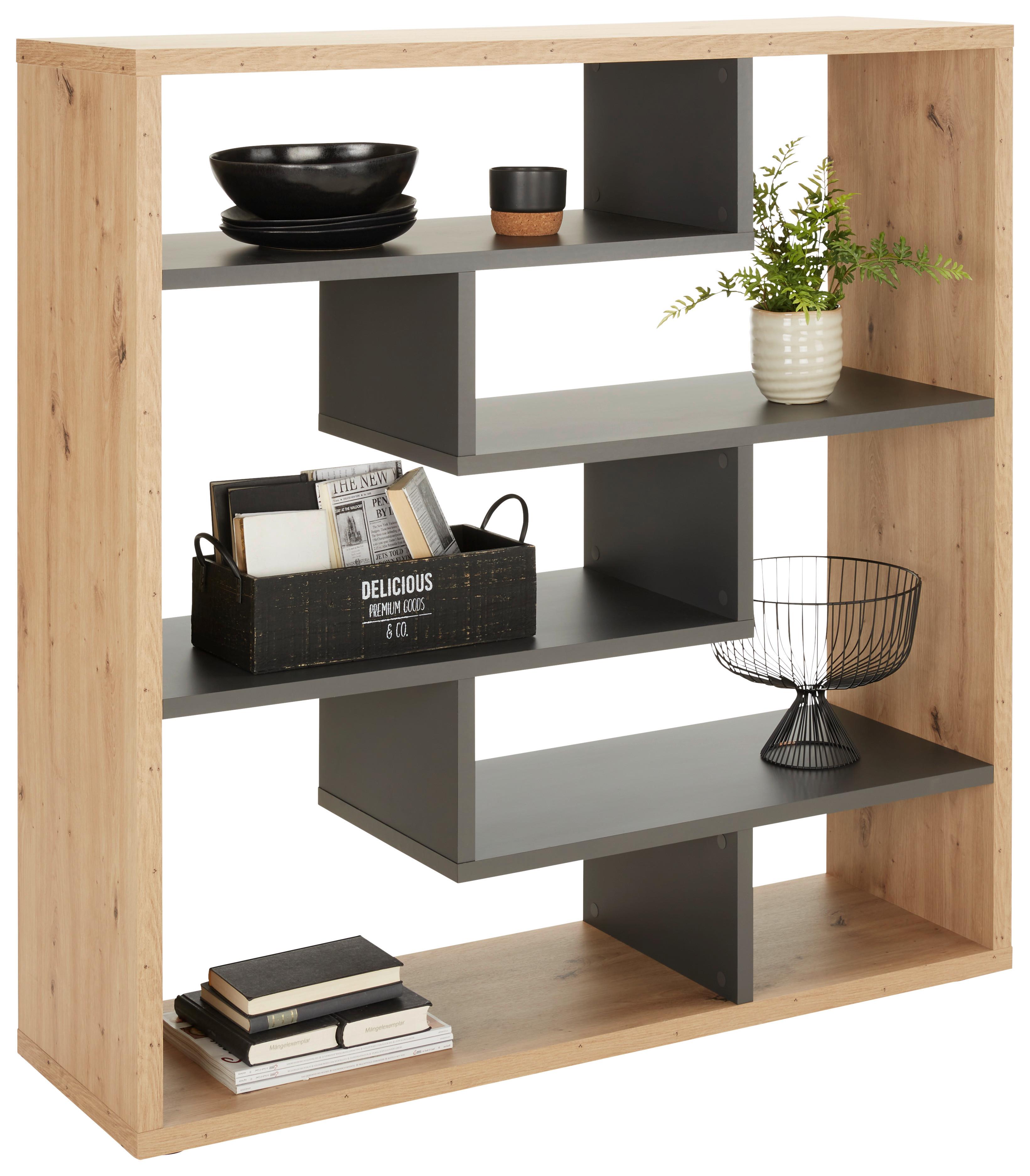 Raumteiler in Anthrazit/Eichefarben - Eichefarben/Anthrazit, MODERN, Holzwerkstoff/Kunststoff (130/134/40cm) - Premium Living