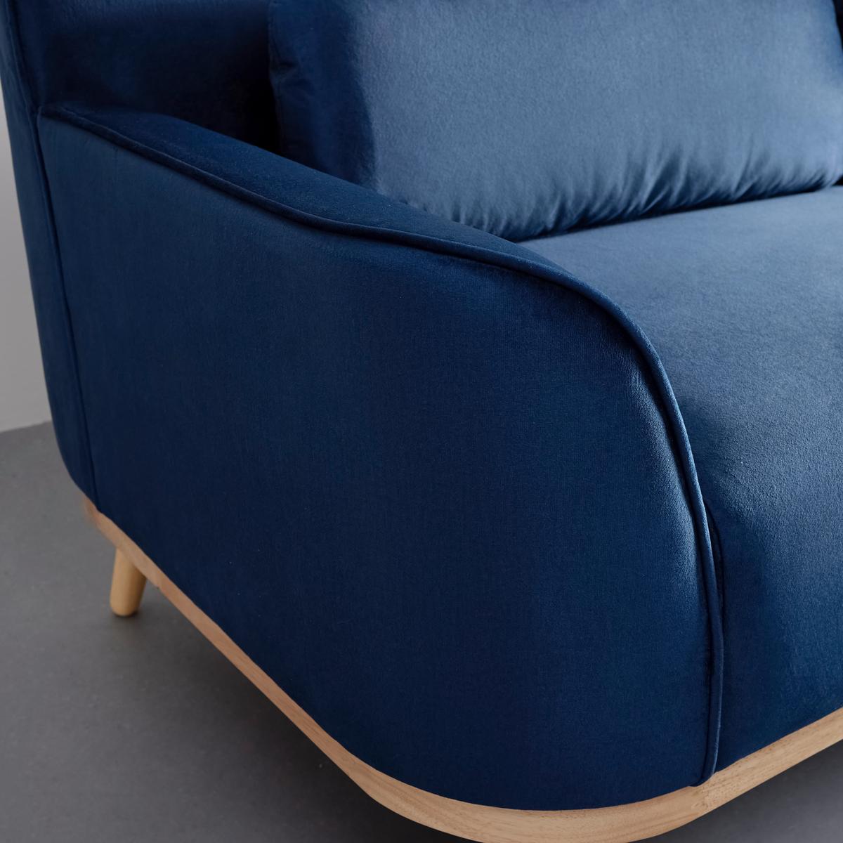 Ecksofa blau, "Adriana", Samt - Blau, Modern, Holz/Textil (268/77/161cm) - Bessagi Home