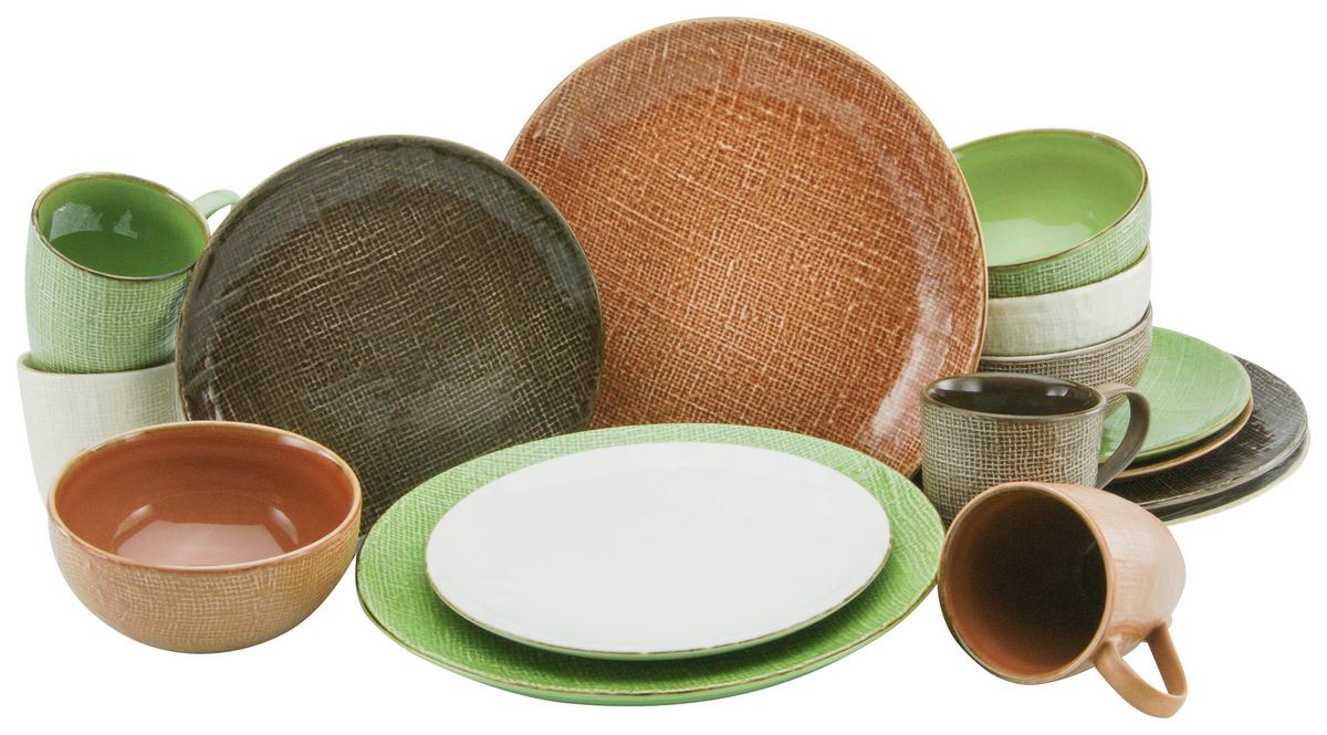 Kombinirani Servis Canvas Mediterran, 16-Delni - krem barve/zelena, Trendi, keramika - Creatable