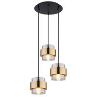 Hängeleuchte Milley Klar/Schwarz max. 60 Watt - Klar/Messingfarben, Design, Glas/Metall (45/120cm) - Globo
