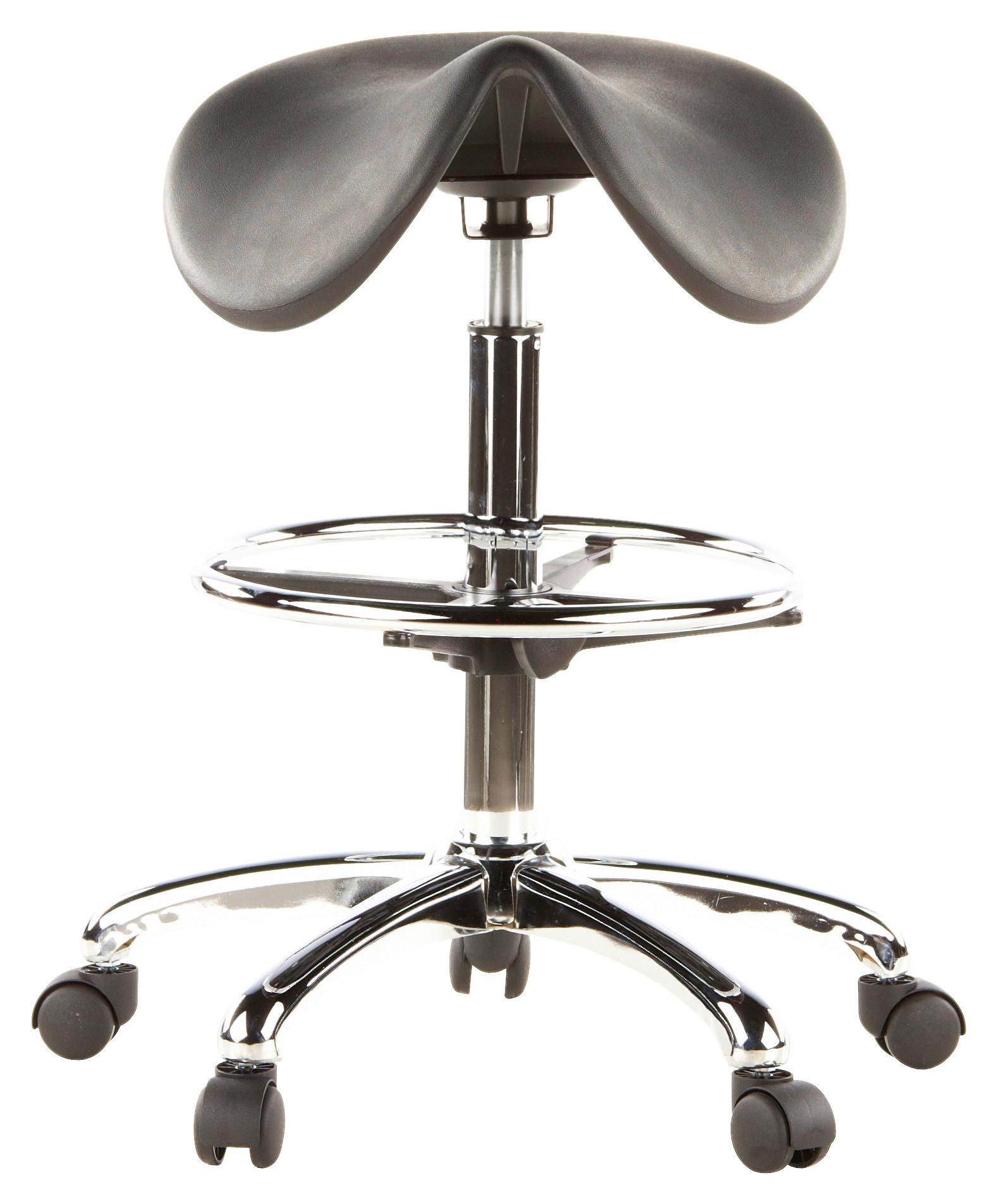 Bürohocker Top Work 13 Schwarz/Chromfarben - Chromfarben/Schwarz, MODERN, Kunststoff/Metall (62/60/62cm) - MID.YOU