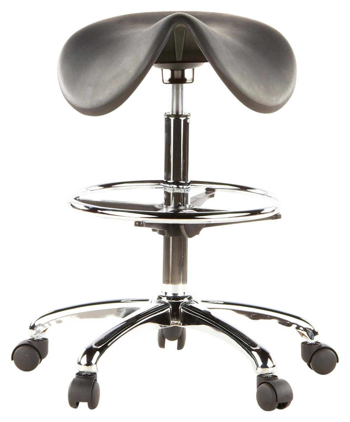 Bürohocker Top Work 13 Schwarz/Chromfarben - Chromfarben/Schwarz, MODERN, Kunststoff/Metall (62/60/62cm) - MID.YOU