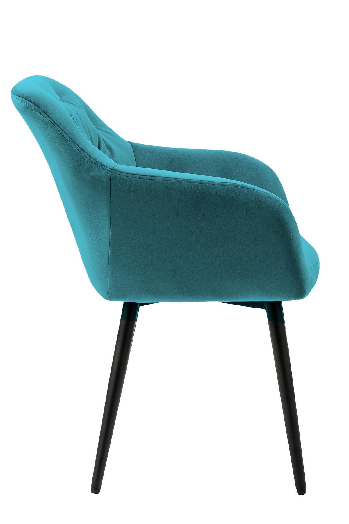 Naslanjač Samt, Turkizna - turkizna/črna, Moderno, kovina/tekstil (61/85/45cm) - Livetastic