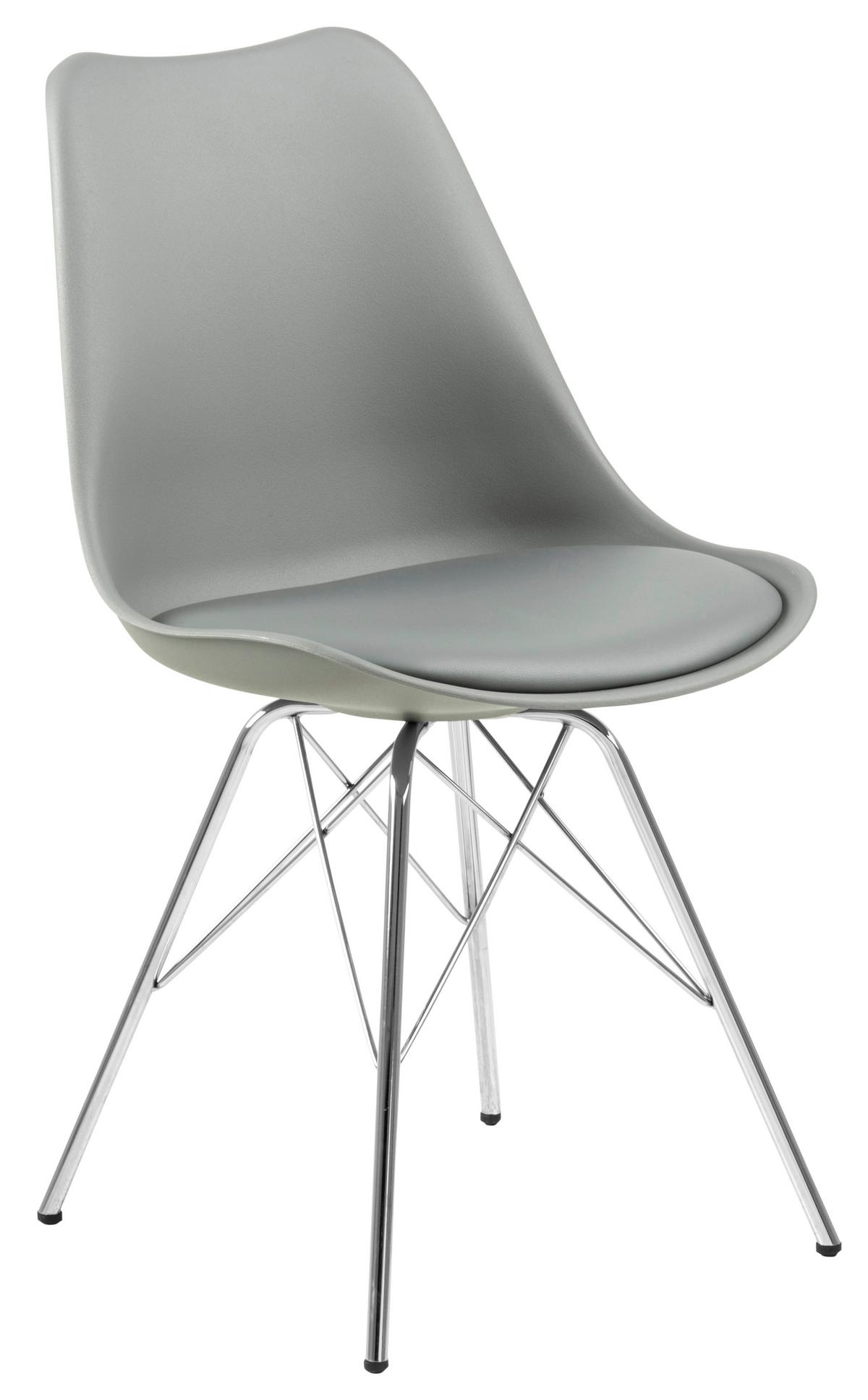 KRZESŁO ERIS - szary/kolor chromowy, Trend, tworzywo sztuczne/metal (48,5/85,5/54cm) - Carryhome