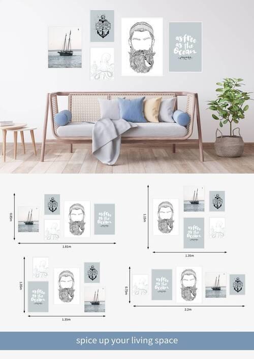 Bilderset Multiple 5-teilig - Multicolor, MODERN, Holzwerkstoff/Kunststoff - Modern Living