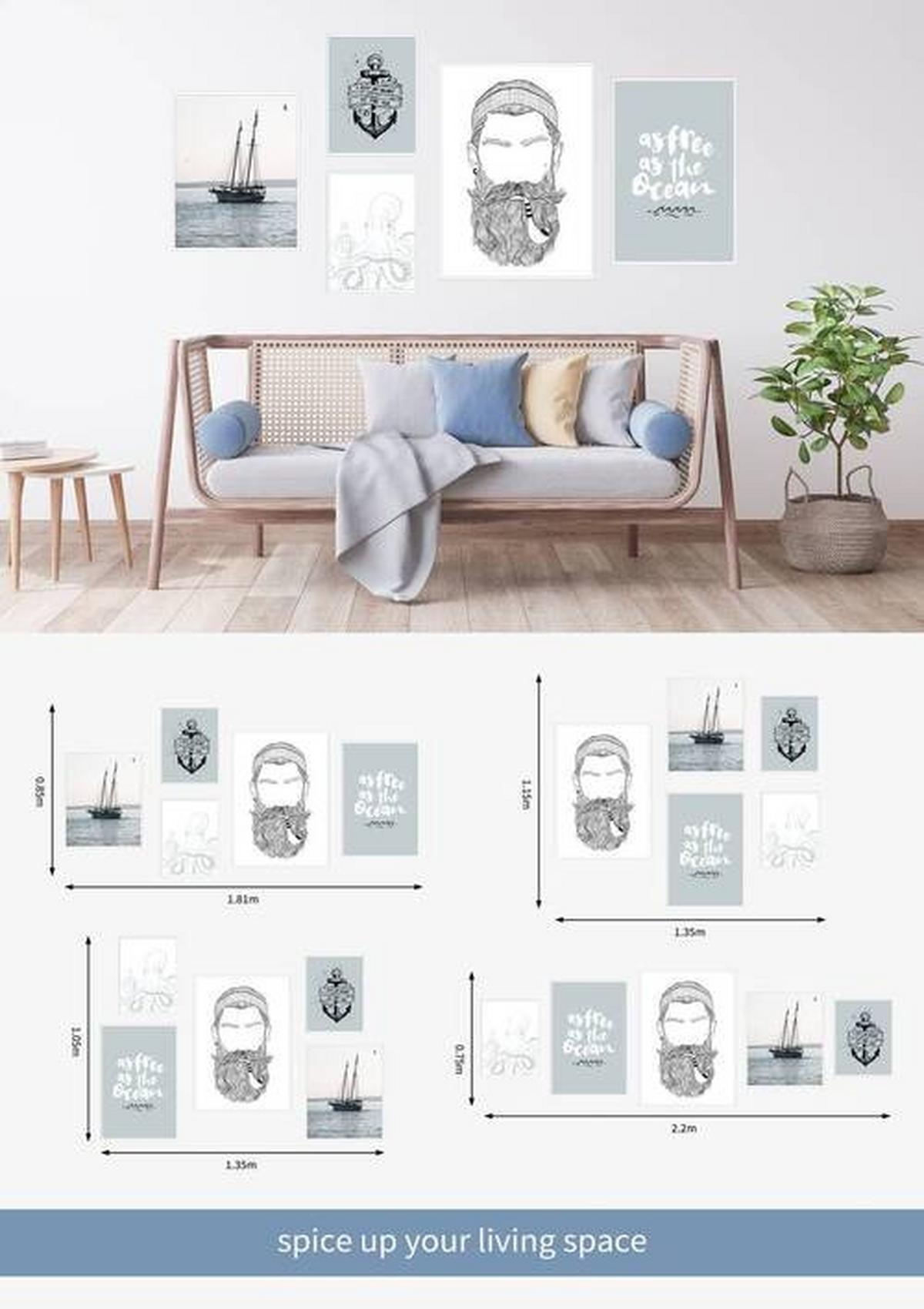 Bilderset Multiple 5-teilig - Multicolor, MODERN, Holzwerkstoff/Kunststoff - Modern Living