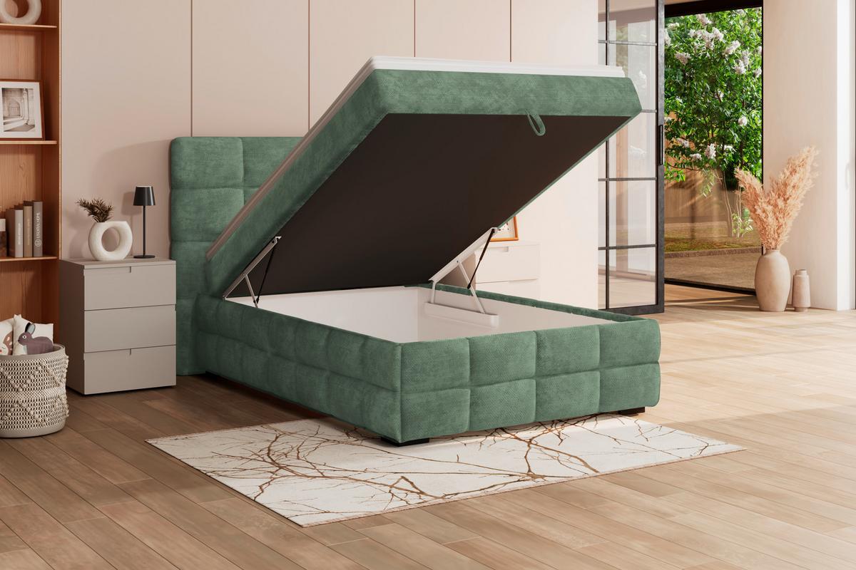 Box Krevet Vega - zelena/boje mente, Trend, tekstil/drvo (140/200cm) - Modern Living