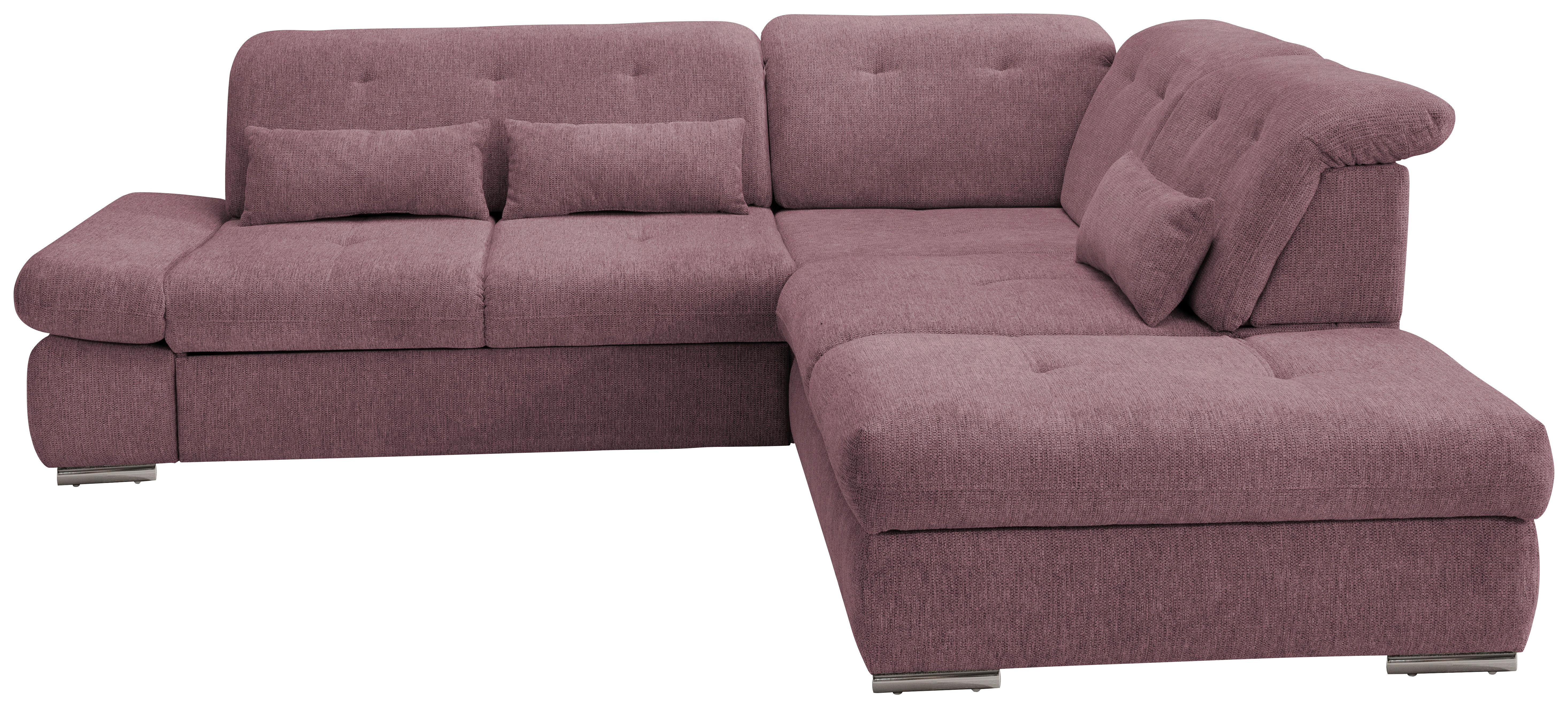 Wohnlandschaft Dalida Brombeere Chenille - Chromfarben/Brombeere, Design, Textil/Metall (280/254cm) - Livetastic