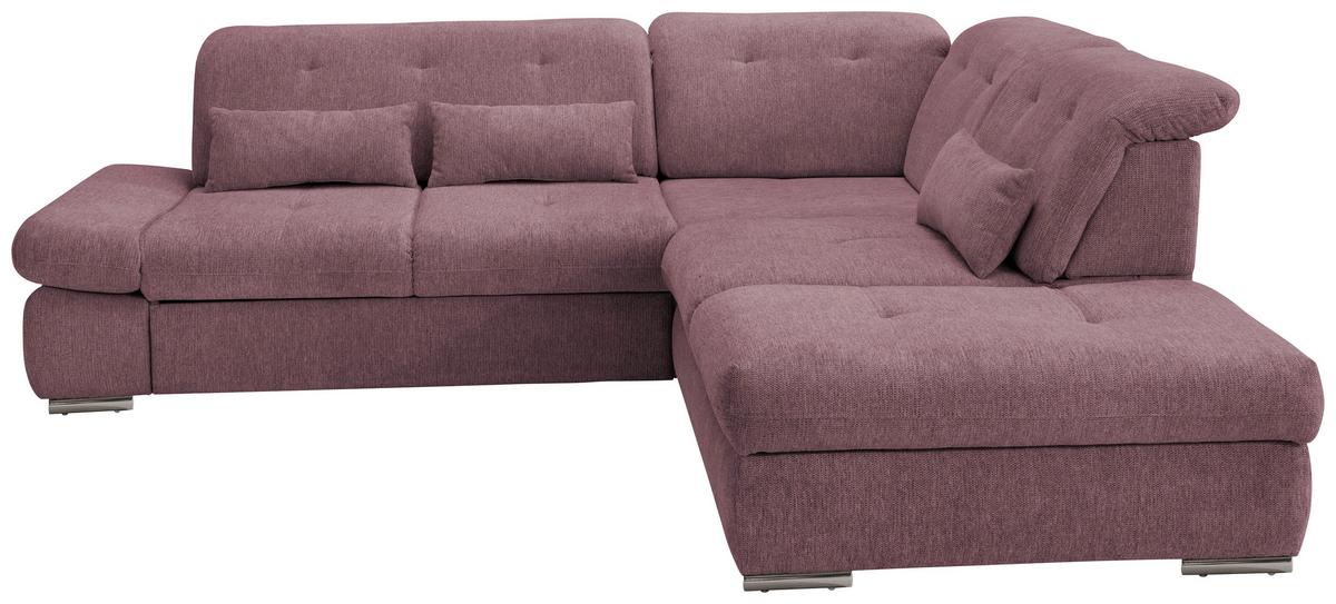 Wohnlandschaft Dalida Brombeere Chenille - Chromfarben/Brombeere, Design, Textil/Metall (280/254cm) - Livetastic