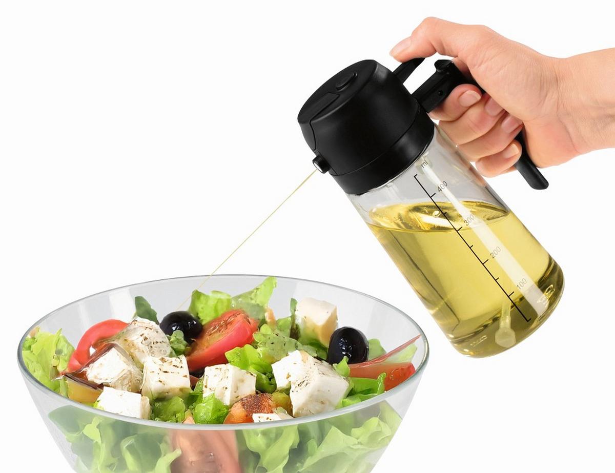 Ölsprüher Gourmetmaxx Schwarz ca. 470ml - Transparent, KONVENTIONELL, Glas/Kunststoff