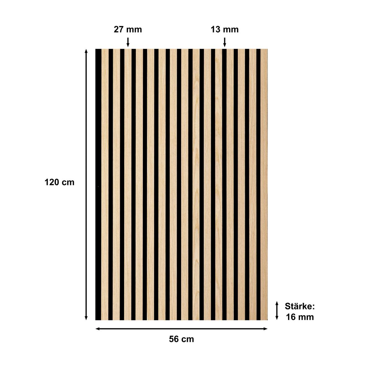 PANEL AKUSTYCZNY EICHE NATUR - kolor dębowy/dąb bianco, Konventionell, materiał drewnopochodny/tworzywo sztuczne (56/120cm) - Novel