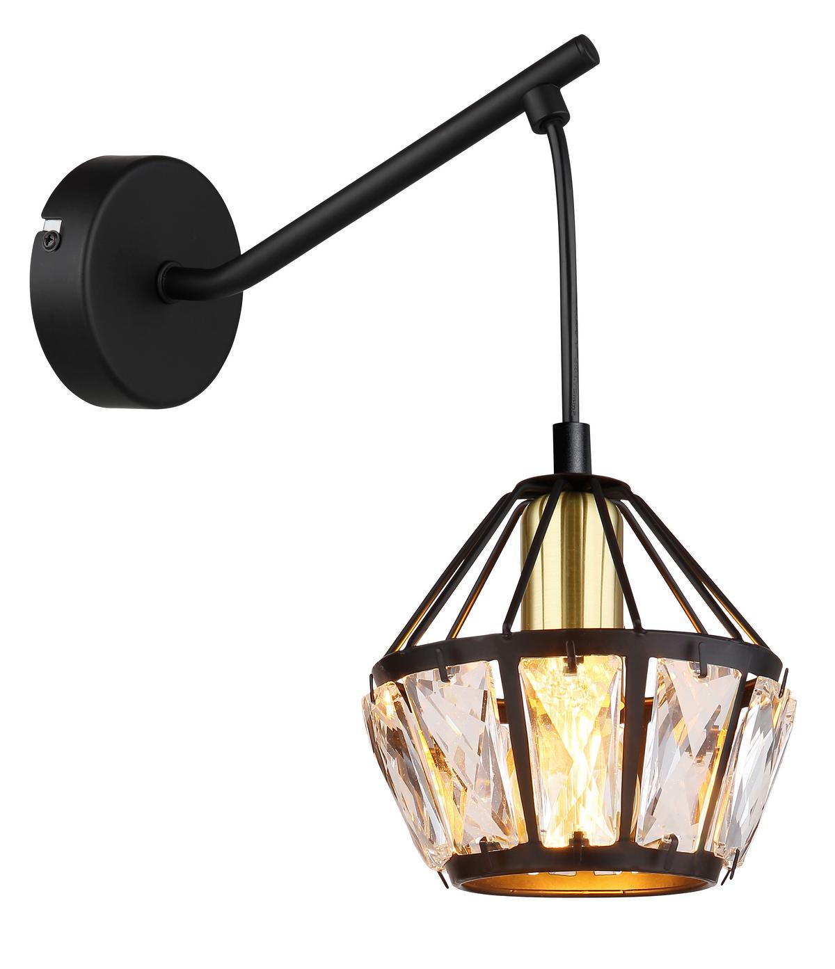 Svjetiljka Zidna 54359w - boje mjeda/prozirno, Basics, staklo/metal (12,5/23/25cm) - Globo